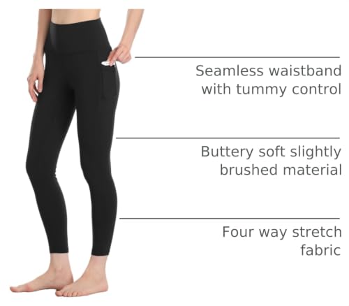 Colorfulkoala Essential 7/8 Leggings with Pockets - color: Black, size: Large