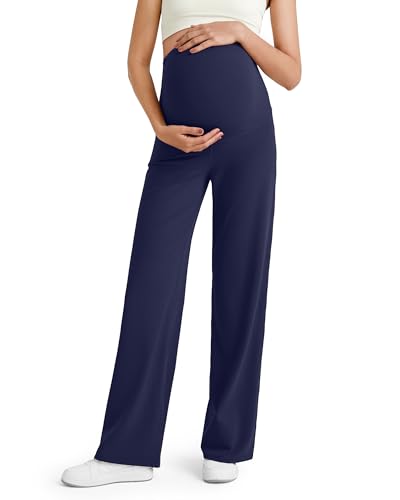 G4Free BareFeel Maternity Yoga Pants Pregnancy Slacks Over the Belly - color: Royal Blue, size: X-Small