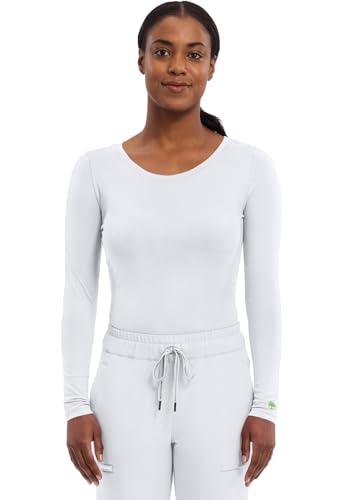 Healing Hands Underscrub Long Sleeve Women Knits Scrub Tops - color: White, size: X-Large
