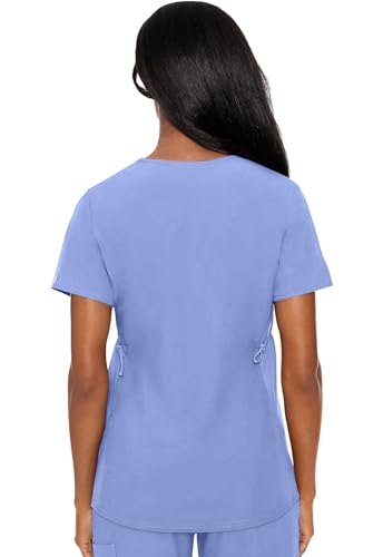Med Couture Touch Maternity Scrub Top Womens V-Neck 2 Pockets Pregnancy Fit - color: Ciel, size: Small