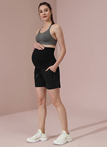 Maacie Maternity 5" Hiking Shorts with Pockets - color: Black, size: X-Large
