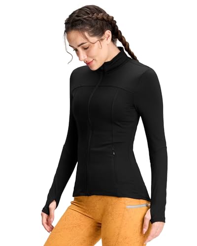 Queenie Ke Womens Running Jackets with Zipper Pockets - color: Black, size: X-Large