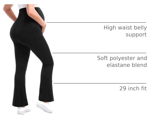 Walifrey Maternity Flared Leggings Yoga Pants - color: Navy Blue, size: Large