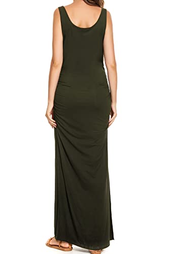 Smallshow Women's Split Long Maternity Dress - color: Army Green, size: Medium