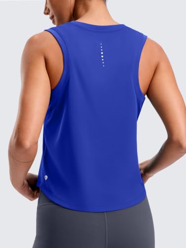 SANTINY Cropped Racerback Workout Tank Top - color: Blue, size: Medium