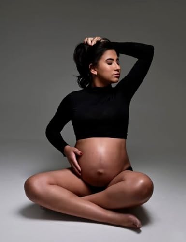 Women's Maternity High Collar Long Sleeves Pullover Tops - color: Black, size: Medium
