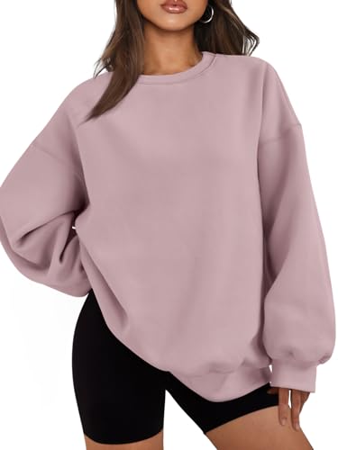 EFAN Womens Oversized Sweatshirt Crewneck Sweater Casual Fall Outfits 2026 - color: Darkpink, size: Small