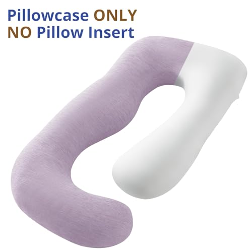 Sasttie Cooling Pregnancy Pillow Cover for 57-inch Maternity Pillow, Purple - color: Purple