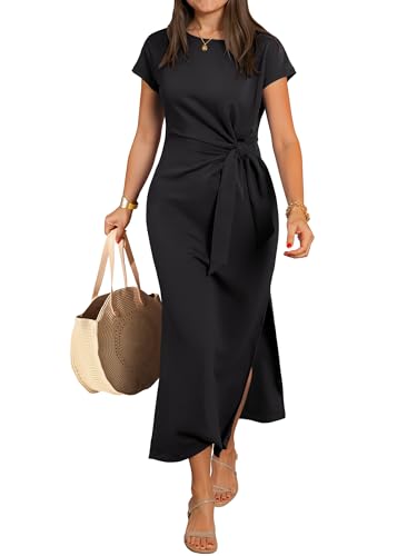 ANRABESS Womens Summer Wrinkle-Free Maxi Dress - color: Black, size: Large