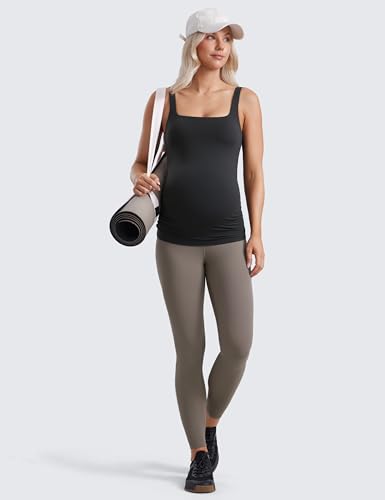 CRZ YOGA Maternity Square Neck Tank Tops - color: Black, size: Medium