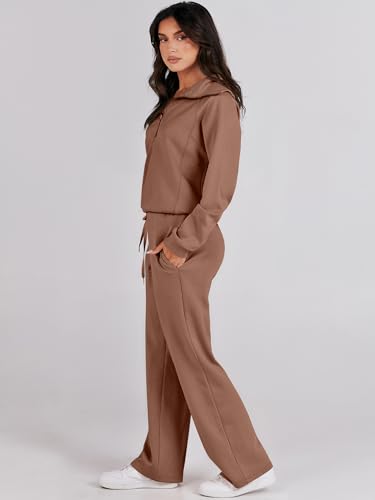 ANRABESS Women 2 Piece Set Sweatsuits Lounge Fall Outfits - color: Burnt Brown, size: Medium