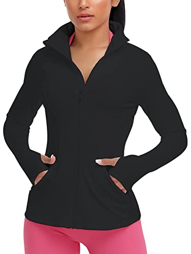 VUTRU Women's Workout Yoga Jacket Full Zip Running Athletic Track Jacket - color: Back Mesh Vent Black, size: X-Small