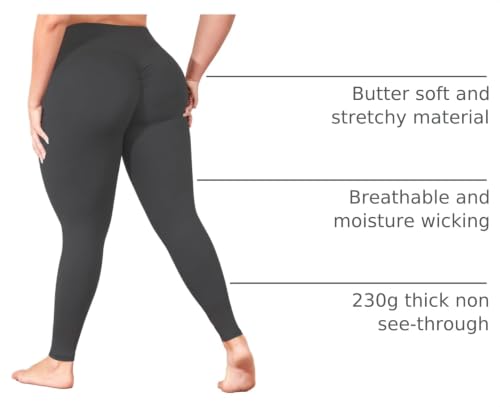 L-5XL Plus Size Butt Lifting Yoga Pants for Women with Pockets 25" - color: Grey, size: XX-Large Plus