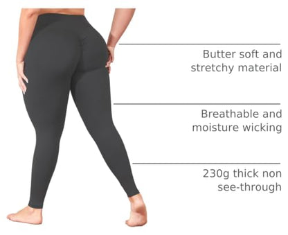 L-5XL Plus Size Butt Lifting Yoga Pants for Women with Pockets 25" - color: Grey, size: XX-Large Plus