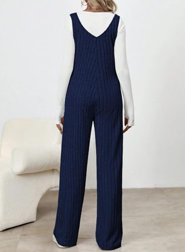 BLENCOT Maternity Jumpsuit Sleeveless Square Neck Wide Leg Pants Romper - color: Black, size: Medium