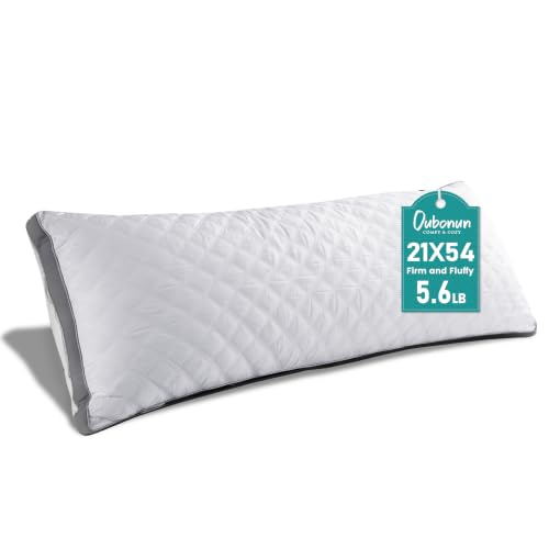 Oubonun Full Body Pillow for Side Sleeper, Adjustable Firm Long Bed Pillow - color: White-gray Side