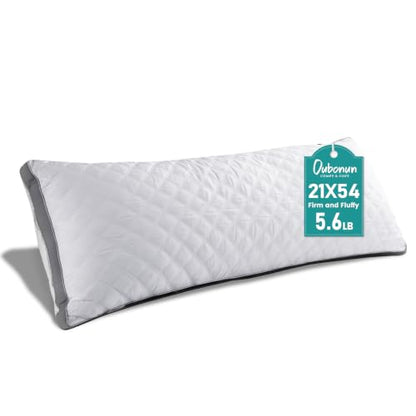 Oubonun Full Body Pillow for Side Sleeper, Adjustable Firm Long Bed Pillow - color: White-gray Side