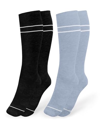 Kindred Bravely Maternity Compression Socks for Pregnancy Knee High, 2 Pack - color: 2pack-stone Blue & Black, size: Small (calf size up to 16in)