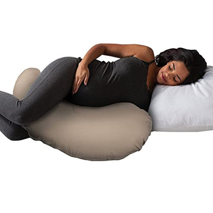Boppy Cuddle Pregnancy Pillow, Organic Cotton Cover, Side Sleeper Support - color: Organic Biscuit