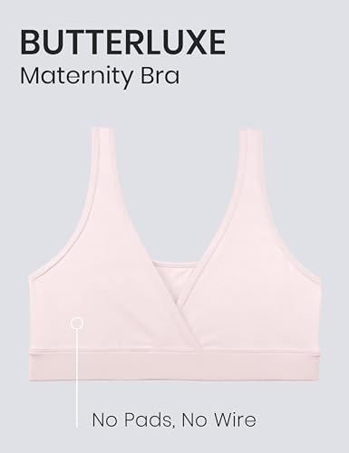 CRZ YOGA Maternity V Neck Nursing Bras - color: Strawberry Pink, size: Medium