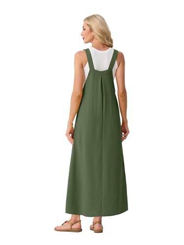 Lepunuo Summer Dresses Women Bib Overall Dresses Adjustable Beach - color: A - Army Green, size: Medium