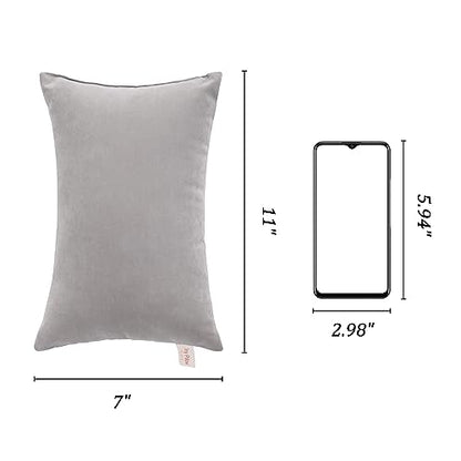 BEDSUM Plush Mini Pillows, 11 x 7, Microfiber, 2 Pack, Light Grey - color: Light Grey, size: 11x7 inches