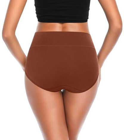 ASIMOON Tummy Control High Waisted Underwear for Women Cotton Plus Size Full Coverage Panties Ladies Briefs - color: Multicoloured-04-5 Pack, size: Small
