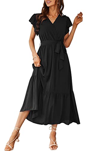 PRETTYGARDEN Women's Summer Floral Boho Maxi Dress - color: Solid Black, size: XX-Large