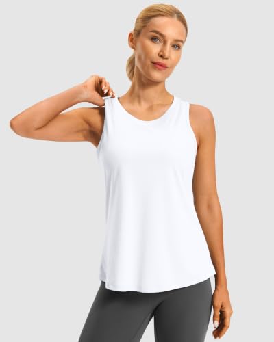 G Gradual Women's Workout Tops Open Back Athletic Tank Tops Running Shirts - color: B White, size: Large