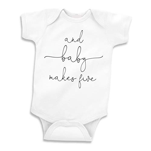 Bump and Beyond Designs Pregnancy Announcement, Baby Makes Five - color: White, size: Preemie