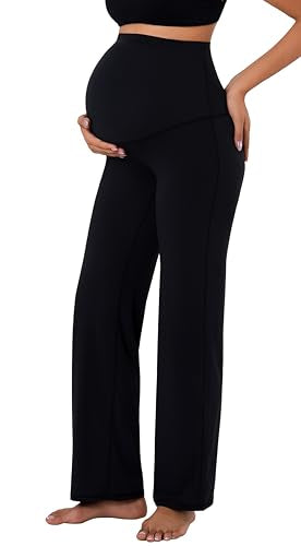 Sunzel Maternity Wide Leg Pants for Women, Over Belly Pregnancy Pants - size: Medium