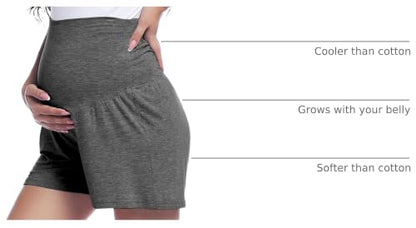 Joyaria Bamboo Viscose Cooling Maternity Pajama Shorts,Maternity Clothes - color: Dark Gray, size: Medium