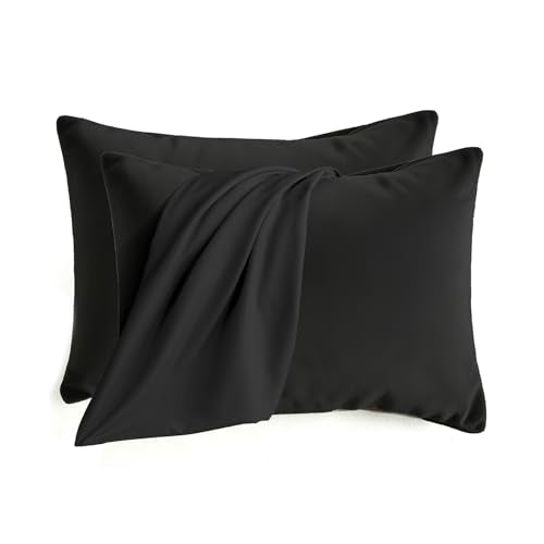 Set of 2 Brushed Microfiber Pillowcases 20x26 inch Black - color: Black, size: Standard