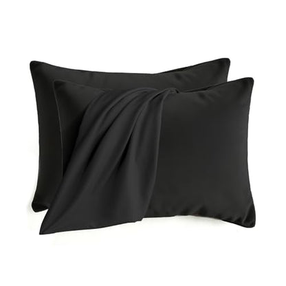 Set of 2 Brushed Microfiber Pillowcases 20x26 inch Black - color: Black, size: Standard