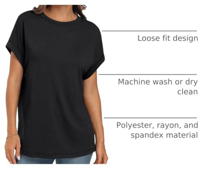 AUTOMET Women's Oversized Short Sleeve T Shirts Summer Tops - color: Black, size: XX-Large