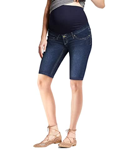 Hybrid & Company Women's Comfy Maternity Shorts - color: Bermuda-darkwash, size: 2X