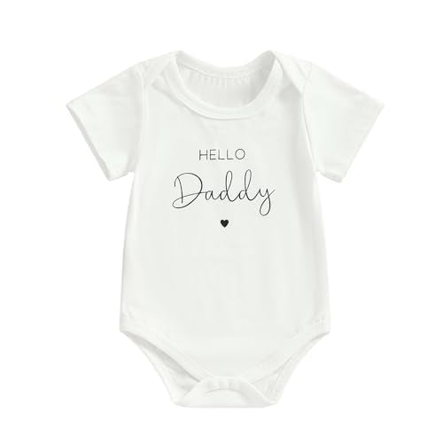 Pregnancy Announcement Baby Bodysuit Gender Neutral Romper - color: Hello Daddy-white, size: Newborn