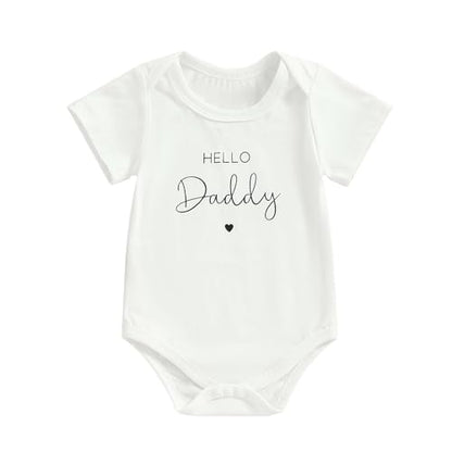 Pregnancy Announcement Baby Bodysuit Gender Neutral Romper - color: Hello Daddy-white, size: 0-3 Months
