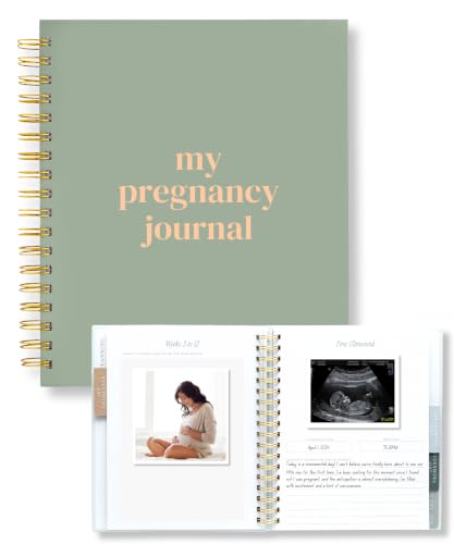 Lamare Pregnancy Journal for First Time Moms 2026 – Pregnancy Scarpbook - color: Sage