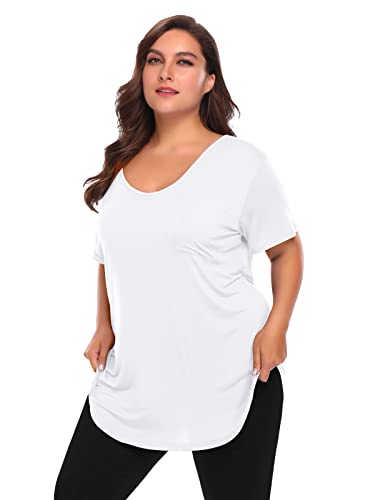 BELAROI Women Plus Size Tops V-Neck Tunics Shirts - color: White, size: 3X