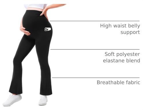Walifrey Maternity Flared Leggings Yoga Pants - color: Black, size: Large