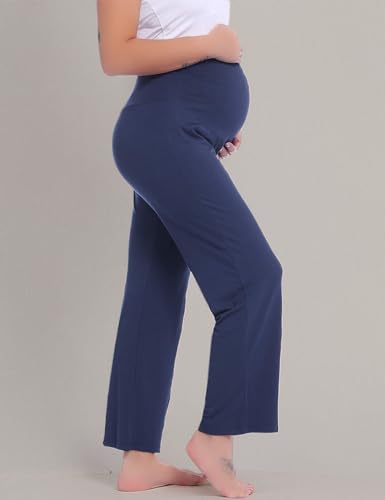 Joyaria Bamboo Viscose Maternity Sweatpants Over Belly Lounge Pants - color: Navy, size: Small
