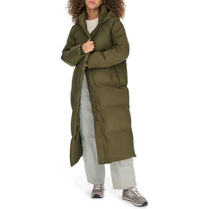Levi's Women's Cloud Puff Extra Long Puffer Jacket Coat - color: Olive, size: Small