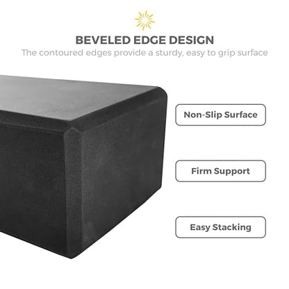 6 Pack 4" Yoga Block, EVA Foam Yoga Brick - color: Black