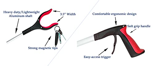 Reacher Grabber Tool 32 Inch 2-Pack, Foldable Trash Picker Grabber, Trash Gripper, Garden Nabber, Litter Picker, Extended Grabber（Red/Blue) - color: Red/Blue