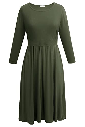 Smallshow Women's 3/4 Sleeve Maternity Nursing Dress for Breastfeeding - color: Army Green, size: Large