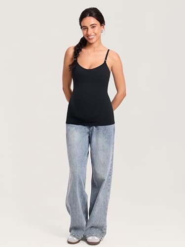 MOMANDA Nursing Tank Tops for Breastfeeding - color: Black, size: Large