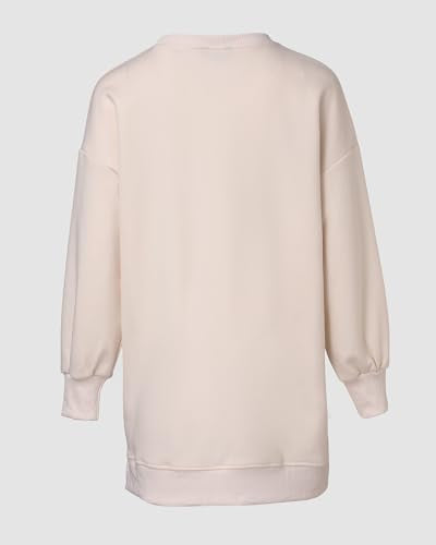CHICME Women's Long Sleeve Crewneck Oversized Sweatshirt Fall Outfits - color: Apricot, size: Large