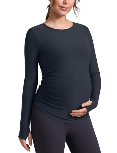 CRZ YOGA Maternity Side Ruched Tops - color: True Navy, size: X-Large