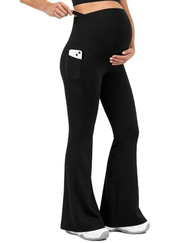 Women's Maternity Flare Leggings Yoga Pants with Pockets 31" - size: X-Large